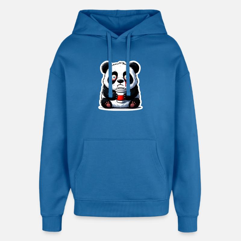 Panda à la caféine - Sweat à capuche unisexe Stanley/Stella Oversized - bleu attentif