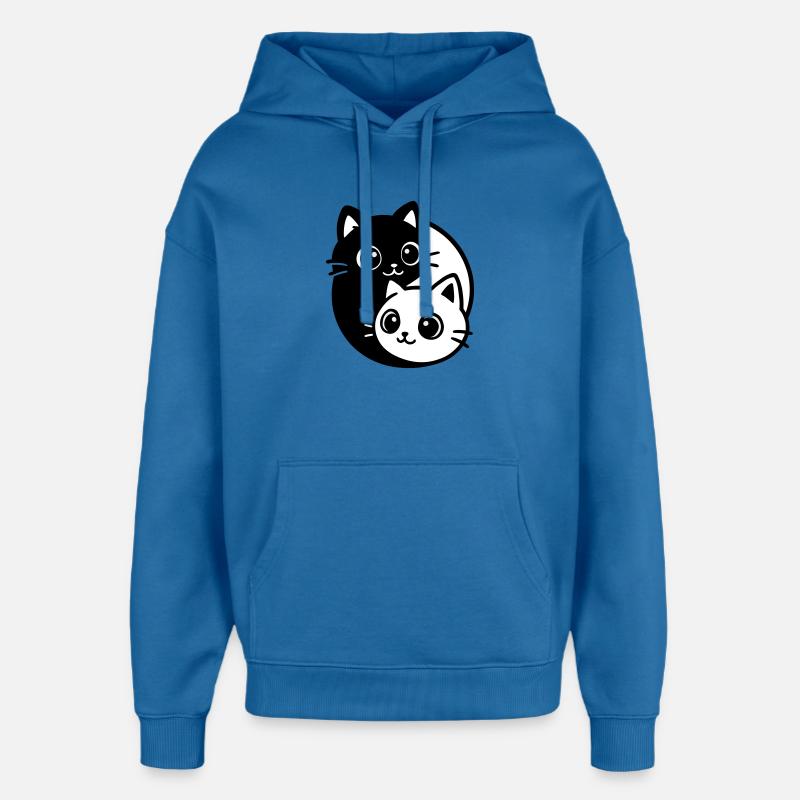 Portrait de chat Ying Yang - Sweat à capuche unisexe Stanley/Stella Oversized - bleu attentif