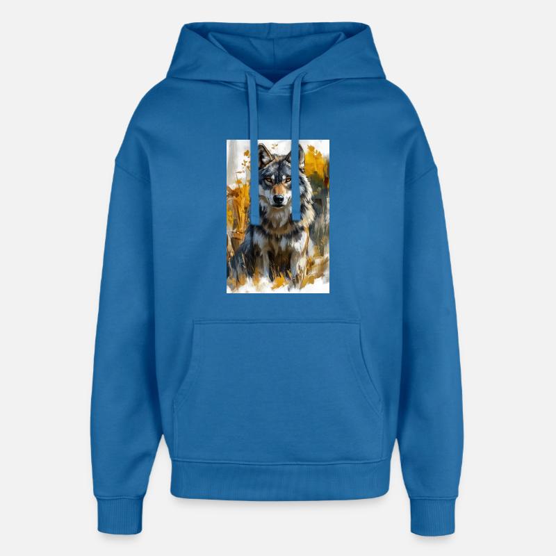 Illustration of a wolf - Sweat à capuche unisexe Stanley/Stella Oversized - bleu attentif