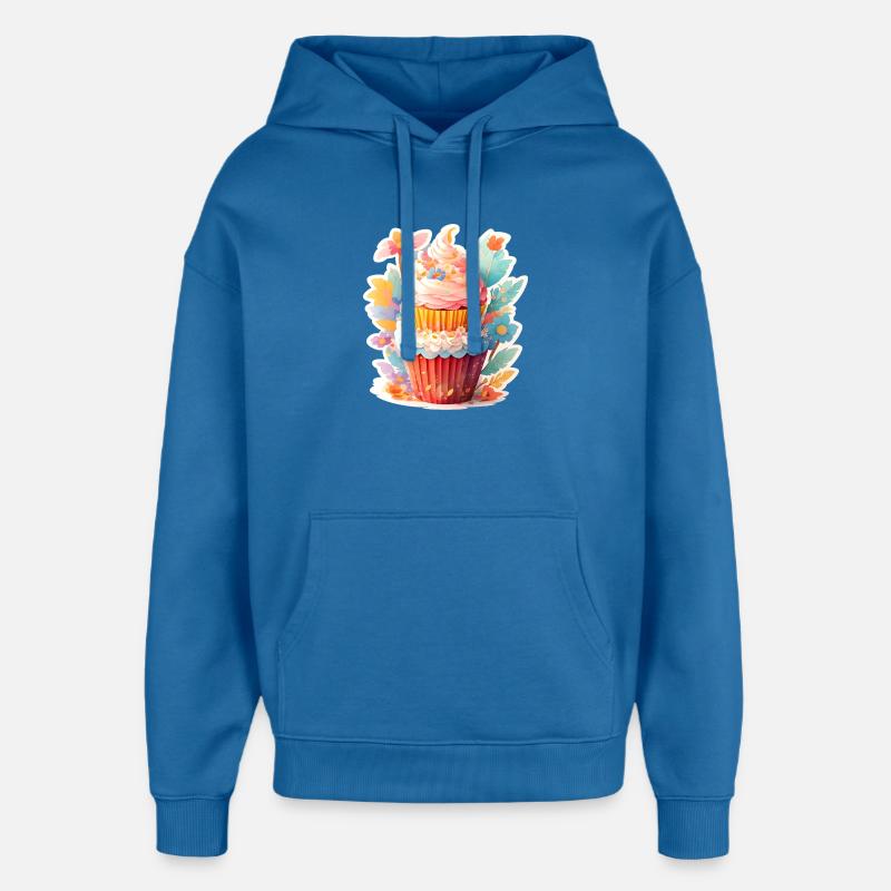 Cupcake aux fleurs - Sweat à capuche unisexe Stanley/Stella Oversized - bleu attentif