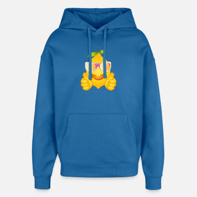 Coole Zitrone mit Sonnenbrille – Comicfrucht - Oversized Unisex Hoodie von Stanley/Stella - Achtsames Blau