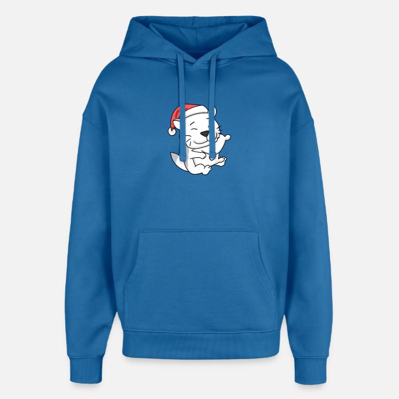Chat Mignon Burmilla Fatigué Noël - Sweat à capuche unisexe Stanley/Stella Oversized - bleu attentif