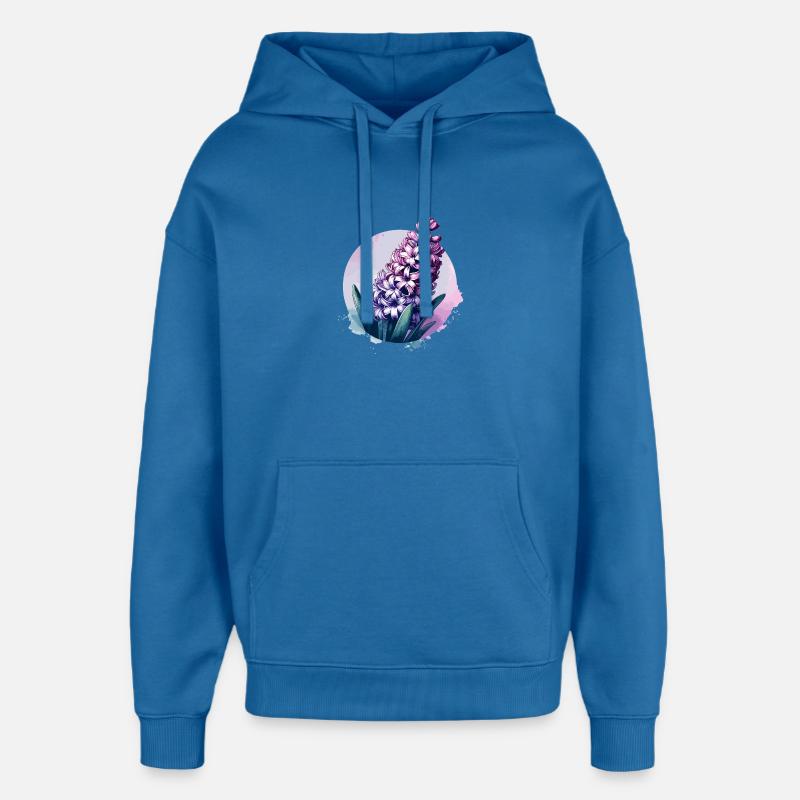 Jacinthe dessinée - Sweat à capuche unisexe Stanley/Stella Oversized - bleu attentif