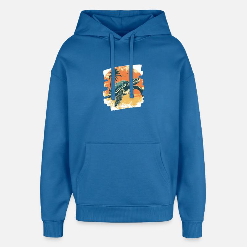 Tortue de mer rétro - Sweat à capuche unisexe Stanley/Stella Oversized - bleu attentif