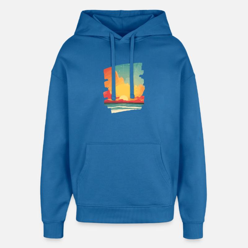 Coucher de soleil d’été - Sweat à capuche unisexe Stanley/Stella Oversized - bleu attentif