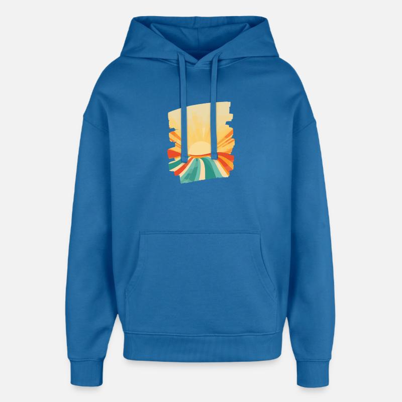 Soleil d’été Coucher de soleil - Sweat à capuche unisexe Stanley/Stella Oversized - bleu attentif