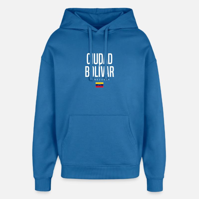 Ciudad Bolívar Venezuela - Sweat à capuche unisexe Stanley/Stella Oversized - bleu attentif