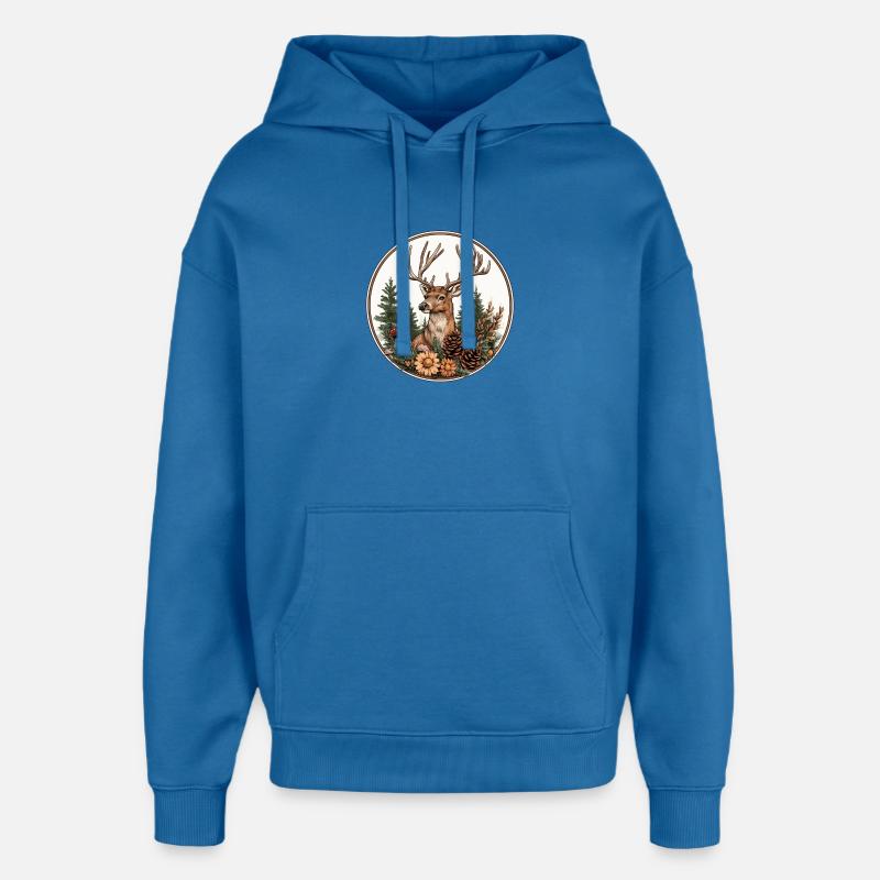 Cerf dans la forêt couronne - Sweat à capuche unisexe Stanley/Stella Oversized - bleu attentif