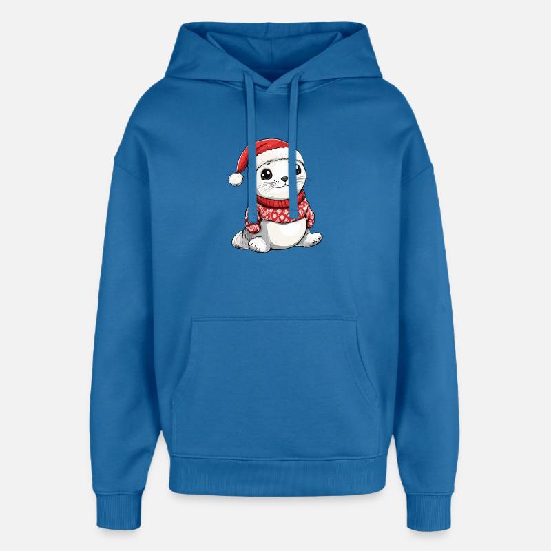 Noël des animaux du phoque - Sweat à capuche unisexe Stanley/Stella Oversized - bleu attentif