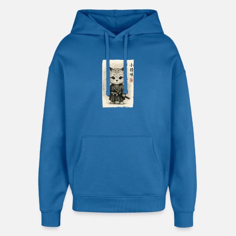 Cats Samurai - Sweat à capuche unisexe Stanley/Stella Oversized - bleu attentif