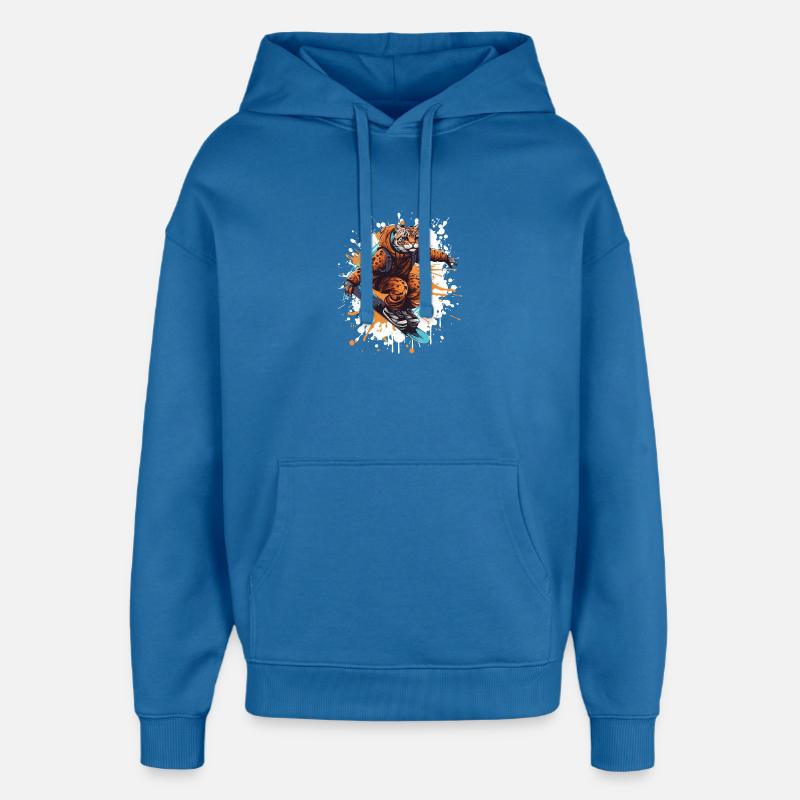 Planche à neige guépard - Sweat à capuche unisexe Stanley/Stella Oversized - bleu attentif