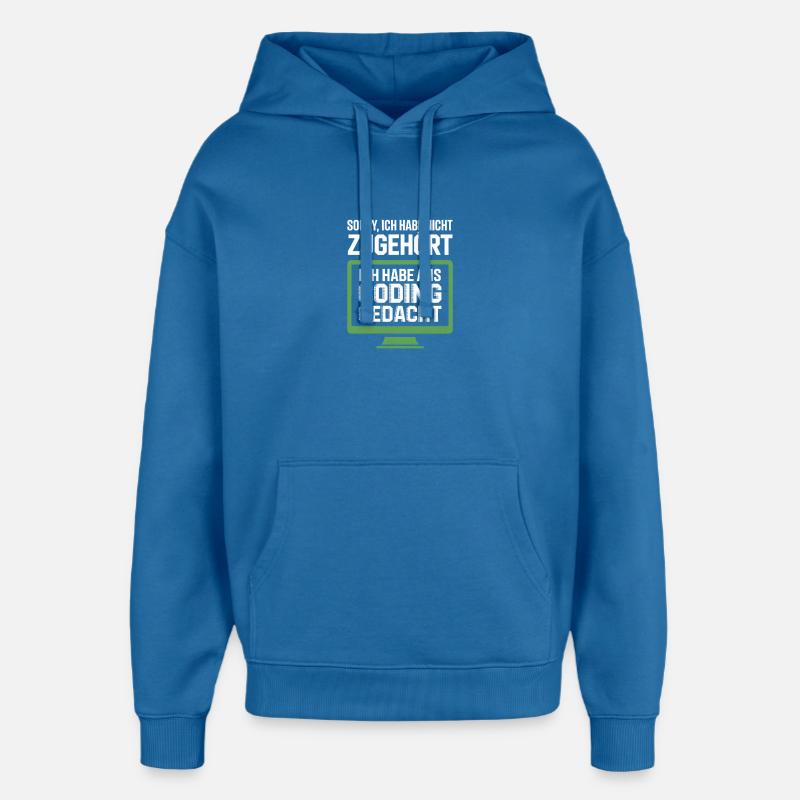 Codage : Penser au lieu d’appartenir - Sweat à capuche unisexe Stanley/Stella Oversized - bleu attentif