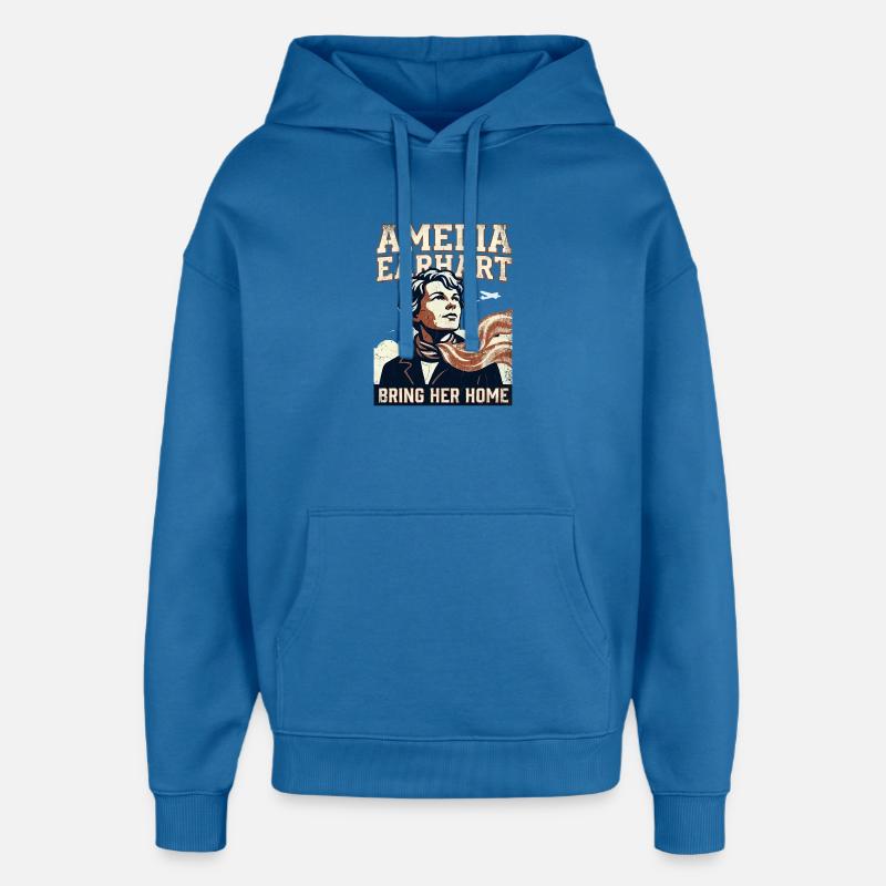Amelia Earhart – Bring Her Home - Oversized Unisex Hoodie by Stanley/Stella - mindful blue