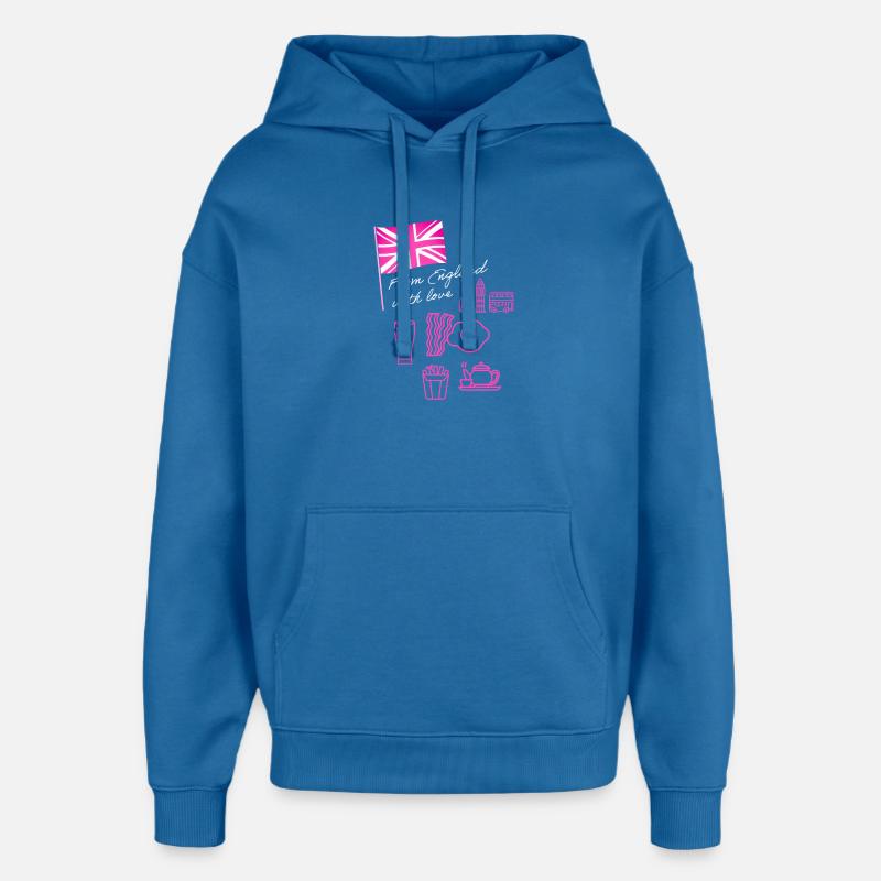 EXANGLIA (Texte rose + blanc) - Sweat à capuche unisexe Stanley/Stella Oversized - bleu attentif
