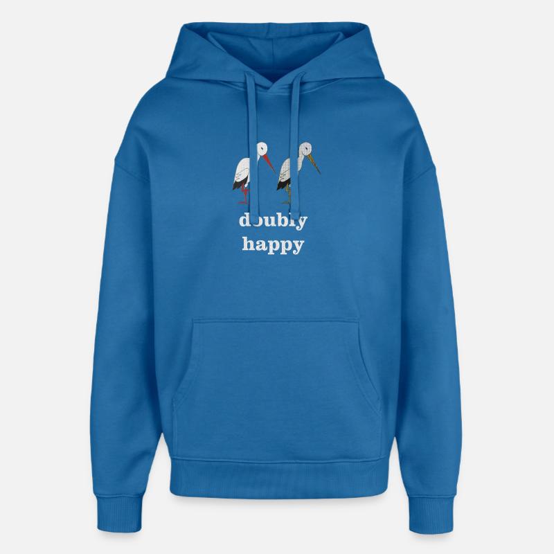 cigogne doublement heureuse - Sweat à capuche unisexe Stanley/Stella Oversized - bleu attentif