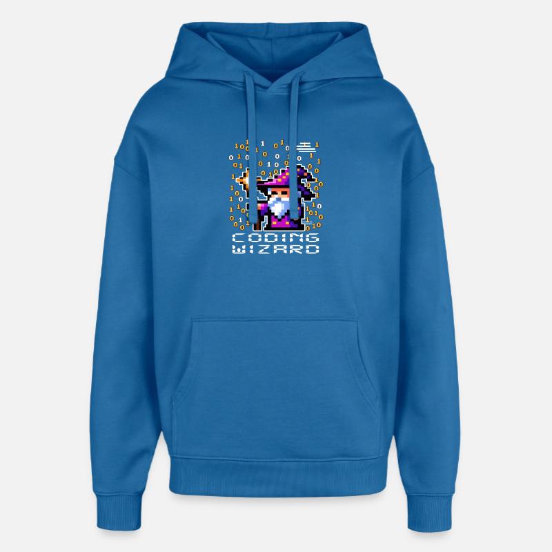 Sorcier Pixel Code - Sweat à capuche unisexe Stanley/Stella Oversized - bleu attentif