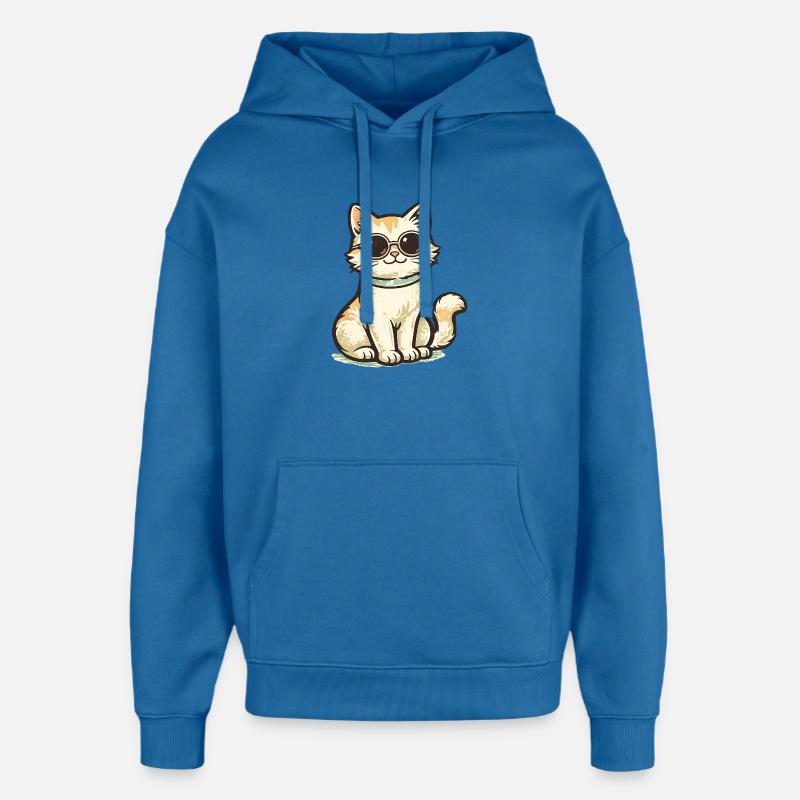 Chat cool - Sweat à capuche unisexe Stanley/Stella Oversized - bleu attentif