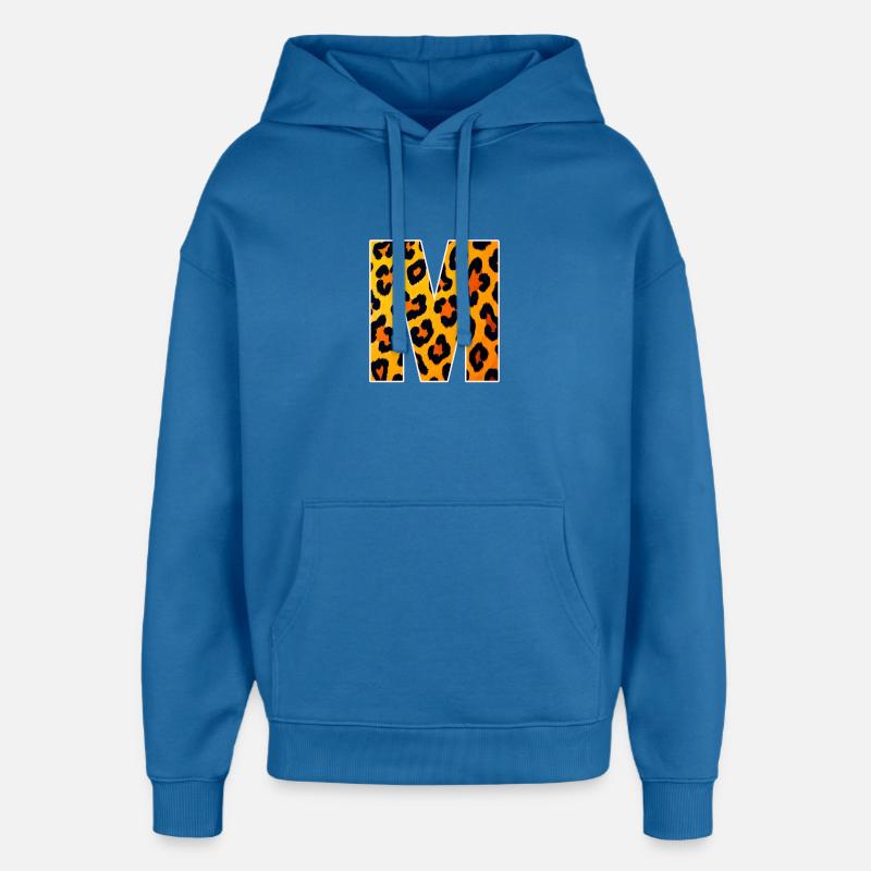 Lettre M du léopard - Sweat à capuche unisexe Stanley/Stella Oversized - bleu attentif
