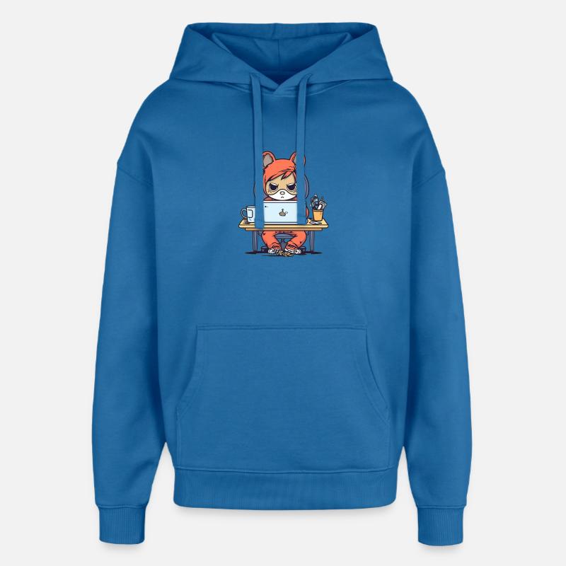 Grumpy Coder in Hoodie - Oversized Unisex Hoodie by Stanley/Stella - mindful blue