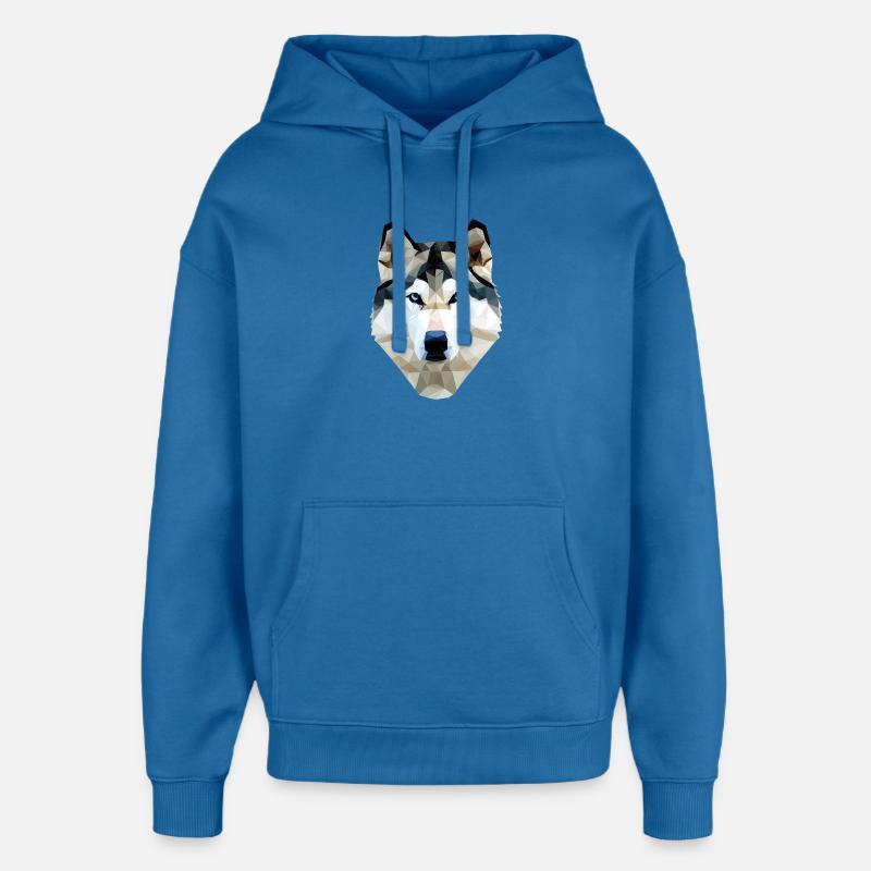 Polygone de chien husky - Sweat à capuche unisexe Stanley/Stella Oversized - bleu attentif