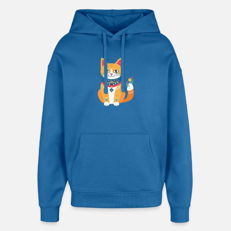 mignon chat folklore - Sweat à capuche unisexe Stanley/Stella Oversized - bleu attentif