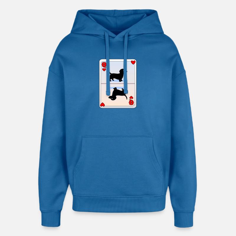 Jeu de cartes teckel - Sweat à capuche unisexe Stanley/Stella Oversized - bleu attentif