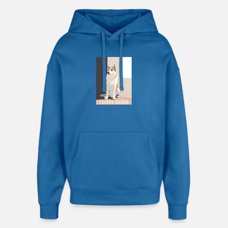 Illustration de chien mignon avec texte - Sweat à capuche unisexe Stanley/Stella Oversized - bleu attentif