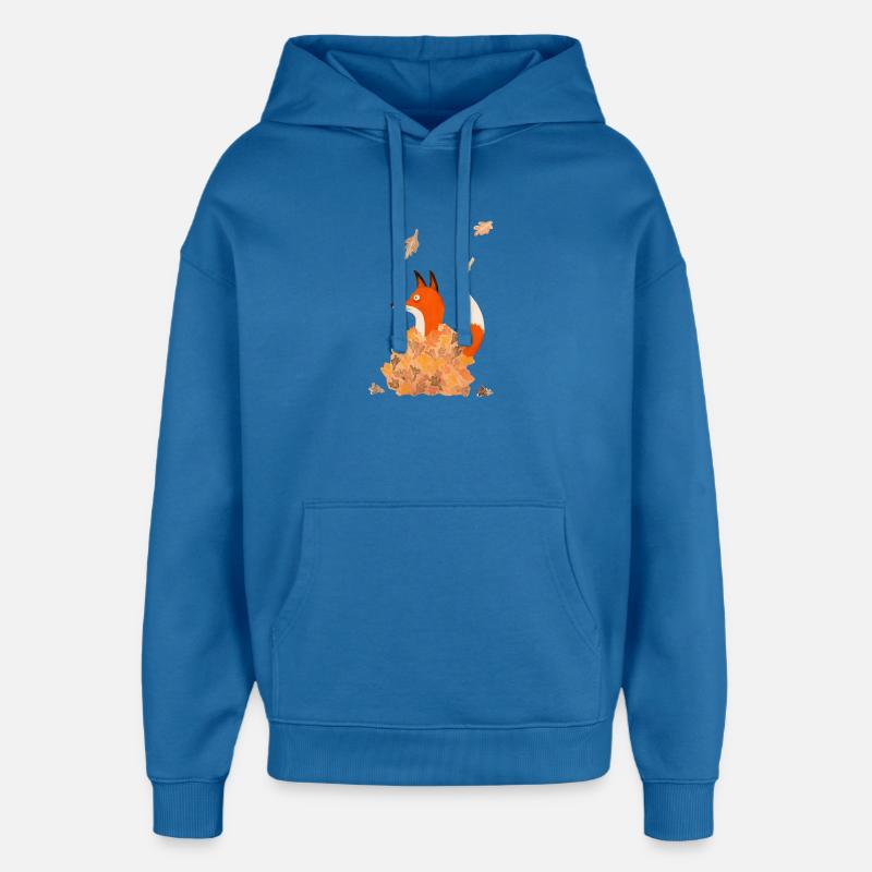 Fuchs mit Blättern - Oversized Unisex Hoodie von Stanley/Stella - Achtsames Blau