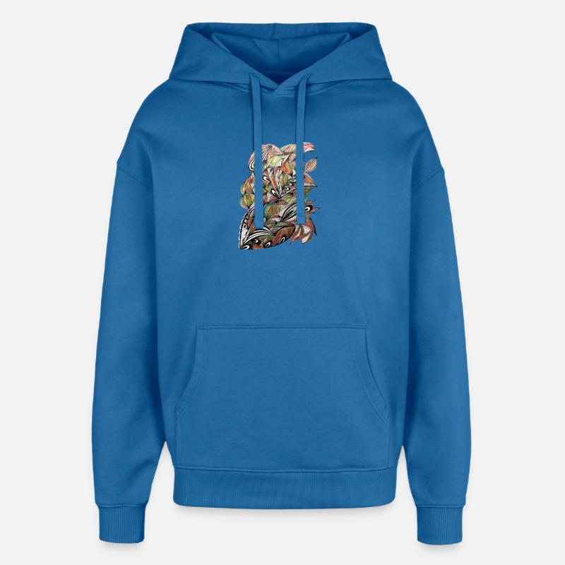 Motif éclatant de paon feuille - Sweat à capuche unisexe Stanley/Stella Oversized - bleu attentif