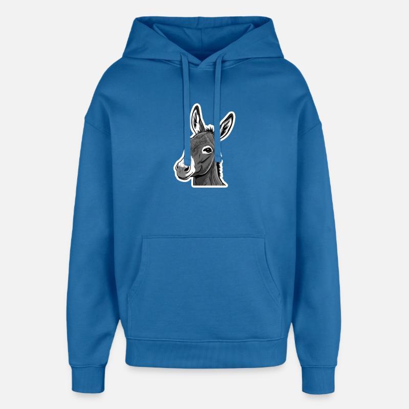 Tête d’âne – Expressive et sympathique - Sweat à capuche unisexe Stanley/Stella Oversized - bleu attentif