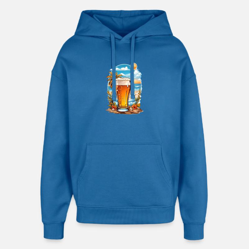 Bière de plage - Sweat à capuche unisexe Stanley/Stella Oversized - bleu attentif