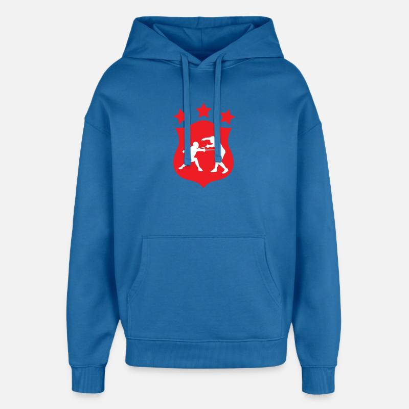 Blason Escrime Silhouette Duel et Combat - Sweat à capuche unisexe Stanley/Stella Oversized - bleu attentif