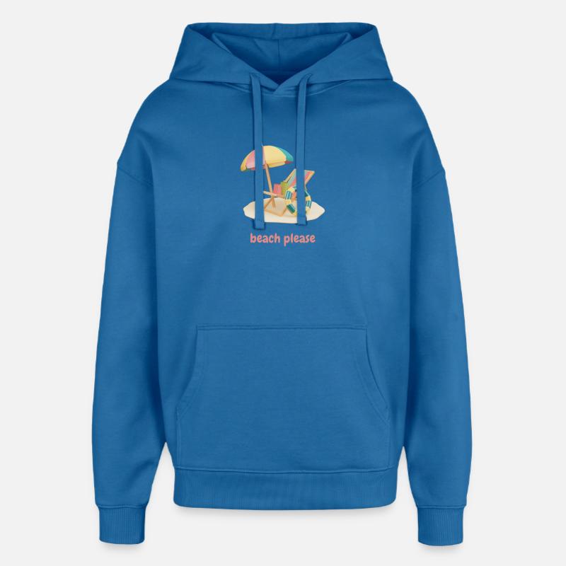 Plage s’il vous plaît - Sweat à capuche unisexe Stanley/Stella Oversized - bleu attentif