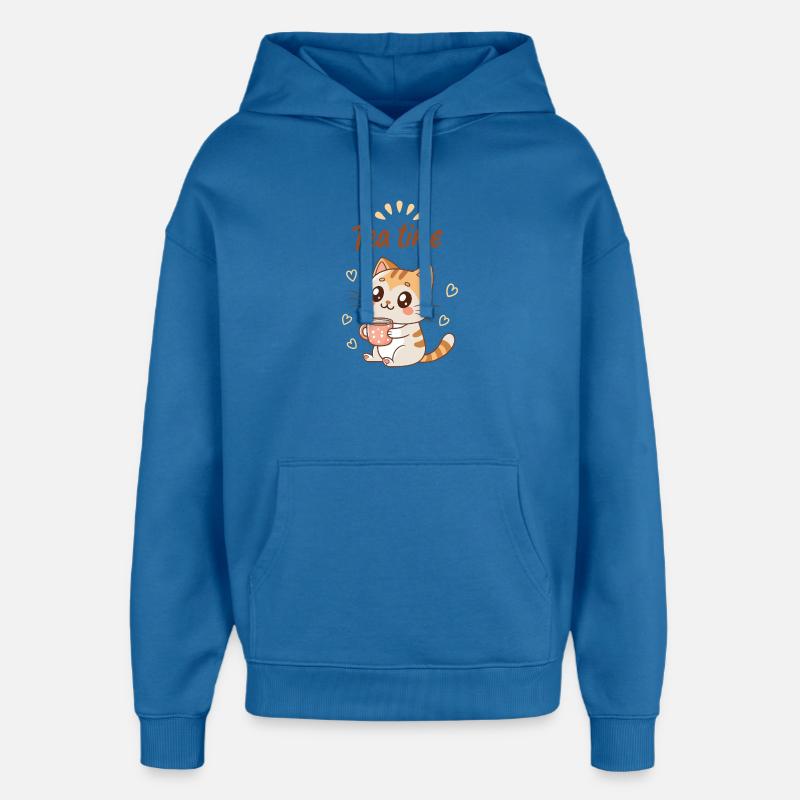 Mignon Chat Tea Time Douceur Cozy - Sweat à capuche unisexe Stanley/Stella Oversized - bleu attentif