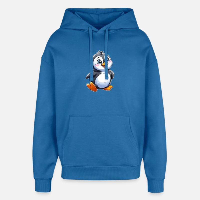 Charme de Pingouin Câlin - Sweat à capuche unisexe Stanley/Stella Oversized - bleu attentif