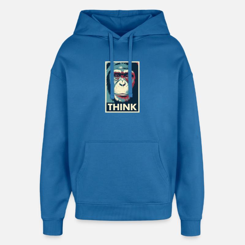 Monkey Thinking Pop Art Poster - Oversized Unisex Hoodie by Stanley/Stella - mindful blue