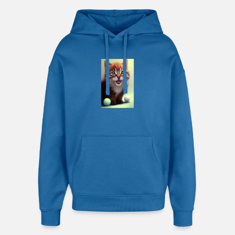 Petit bébé chat mignon - Sweat à capuche unisexe Stanley/Stella Oversized - bleu attentif