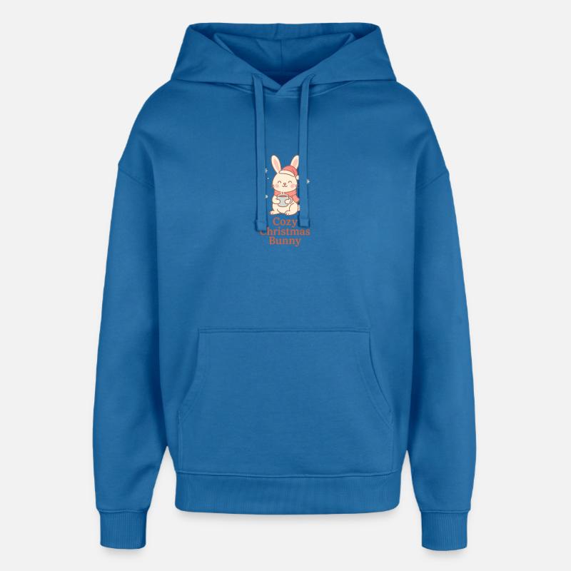 Lapin de Noël douillet avec thé - Sweat à capuche unisexe Stanley/Stella Oversized - bleu attentif