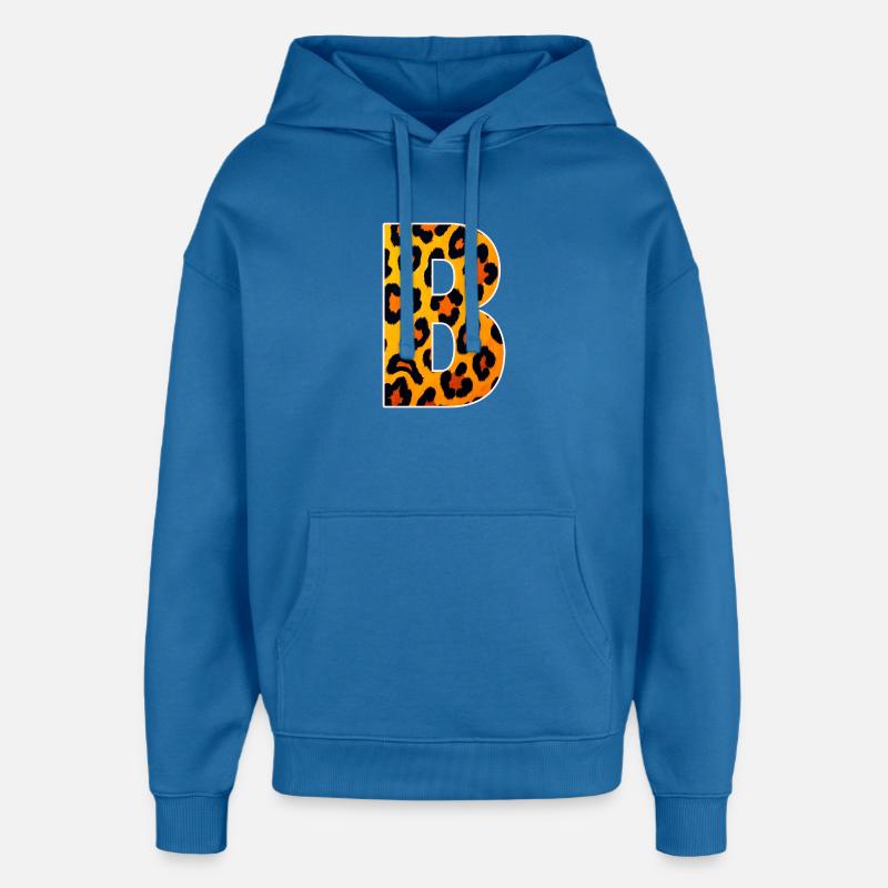 LeopardB Monogram in Leopard Look - Oversized Unisex Hoodie by Stanley/Stella - mindful blue