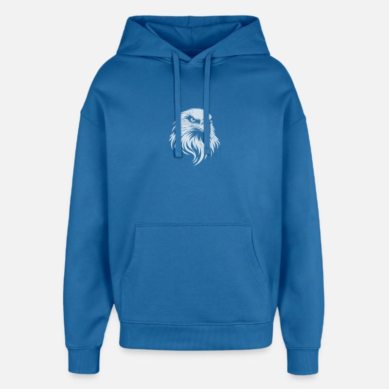 Eagle Head – Conception minimale d’art lineal - Sweat à capuche unisexe Stanley/Stella Oversized - bleu attentif