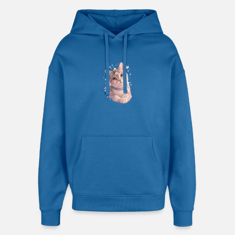 Chaton fleuri - Sweat à capuche unisexe Stanley/Stella Oversized - bleu attentif