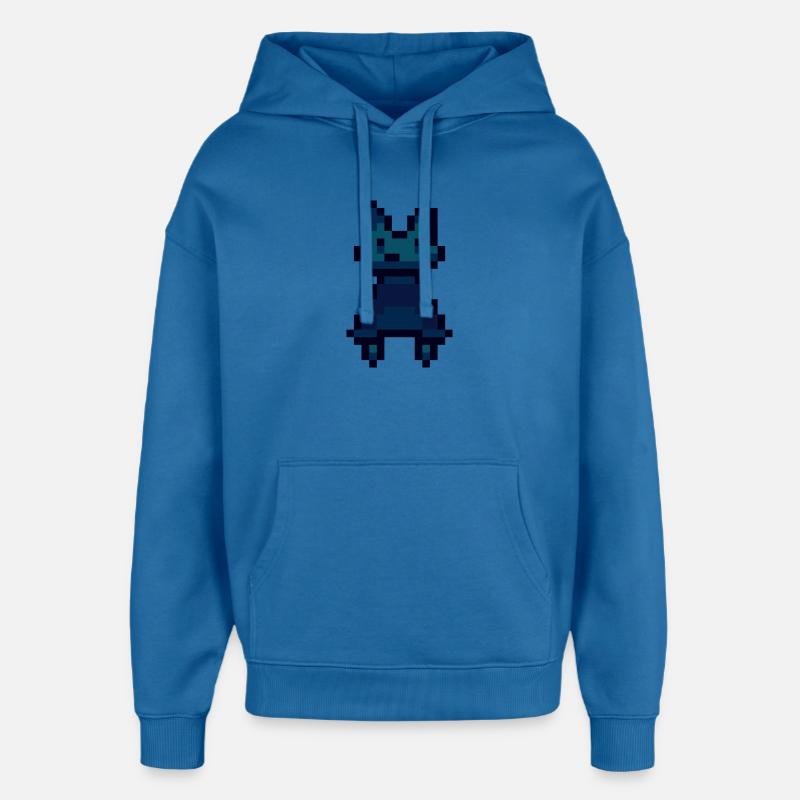 Chat pixel - Sweat à capuche unisexe Stanley/Stella Oversized - bleu attentif