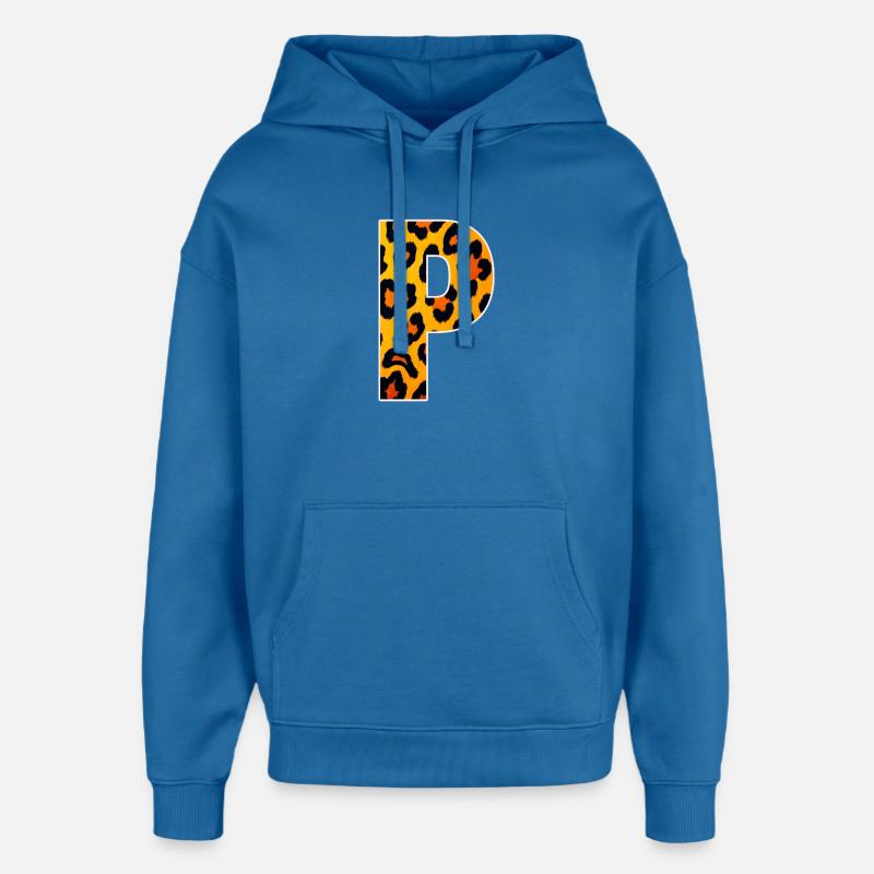 Leopard_Buchstabenmuster_ _P - Sweat à capuche unisexe Stanley/Stella Oversized - bleu attentif