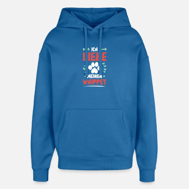 J’adore mon whippet - Sweat à capuche unisexe Stanley/Stella Oversized - bleu attentif