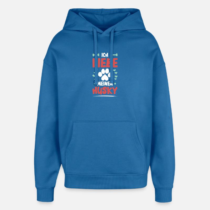 J’adore mon husky - Sweat à capuche unisexe Stanley/Stella Oversized - bleu attentif