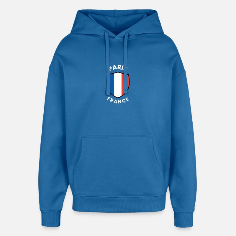 Emblème du drapeau de Paris - Sweat à capuche unisexe Stanley/Stella Oversized - bleu attentif