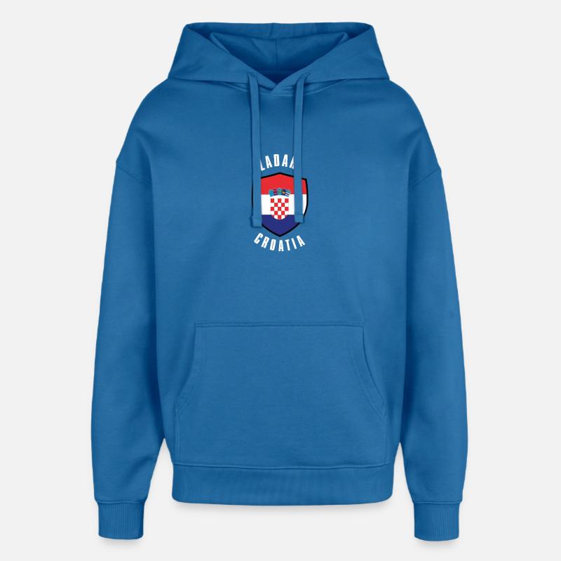 Conception du drapeau du bouclier croate - Sweat à capuche unisexe Stanley/Stella Oversized - bleu attentif