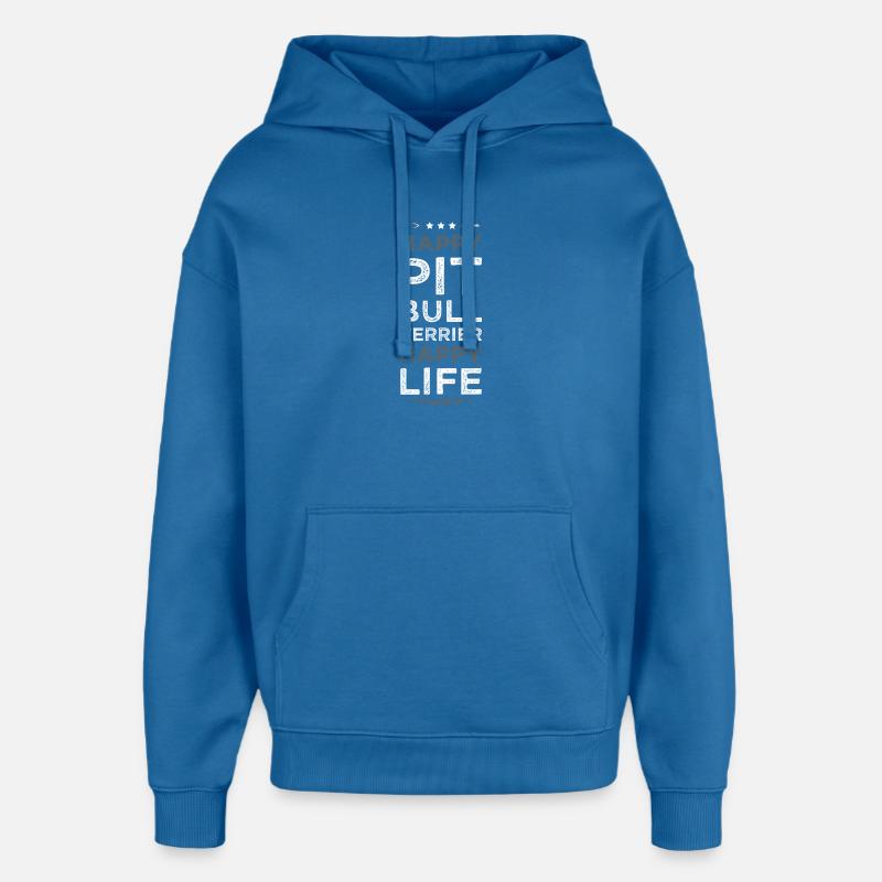 Une vie de pitbull heureuse - Sweat à capuche unisexe Stanley/Stella Oversized - bleu attentif