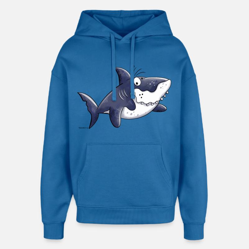 Requin comique - Sweat à capuche unisexe Stanley/Stella Oversized - bleu attentif