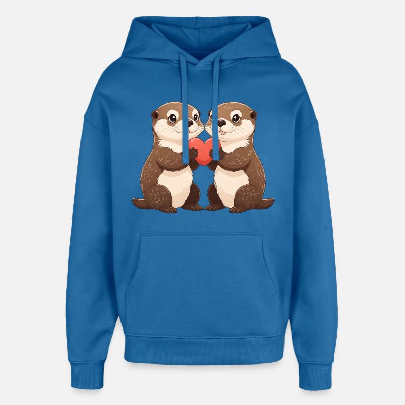 Duo de loutres avec cœur - Sweat à capuche unisexe Stanley/Stella Oversized - bleu attentif